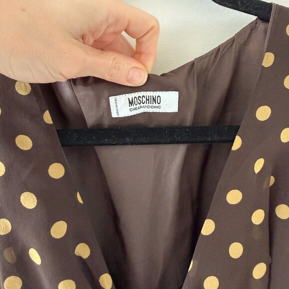 Rare Vintage 100% Silk, Made in Italy Moschino Cheap & Chic Polkadot Dress - Picture 7 of 9